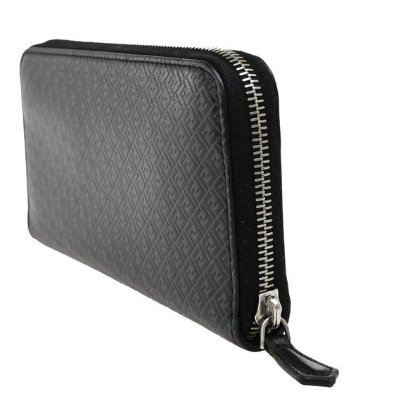 FENDI Logo Micro Zucca Pattern Long Zipper Wallet Embossing Leather - Picture 5 of 16